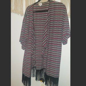 LulaRoe Monroe Kimono | Black White HOT Pink Cover-up